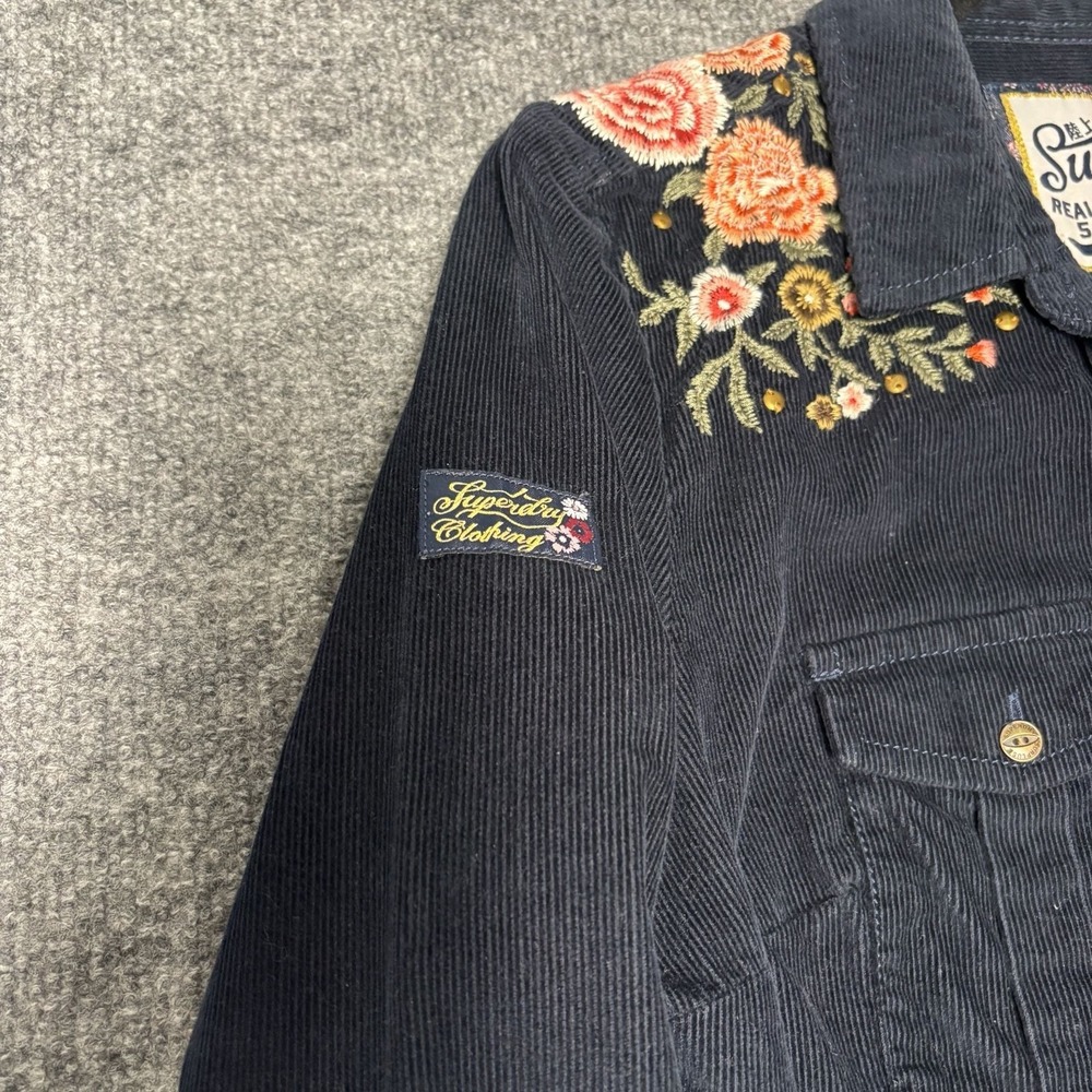 Superdry Floral Embroidered Corduroy Shirt Dress Womens 8 - Picture 11 of 16